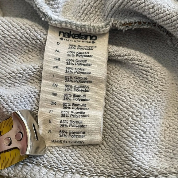 Naketano Grey Cowl Neck Hoodie - Size Large - Nautical Anchor Print Sweater - L - Picture 10 of 14